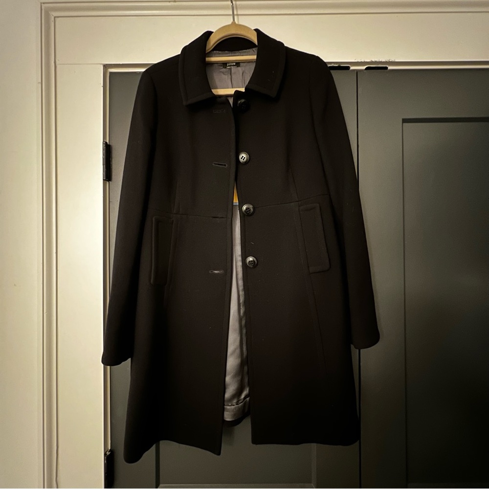 J. Crew Black Wool 4-Button Coat
